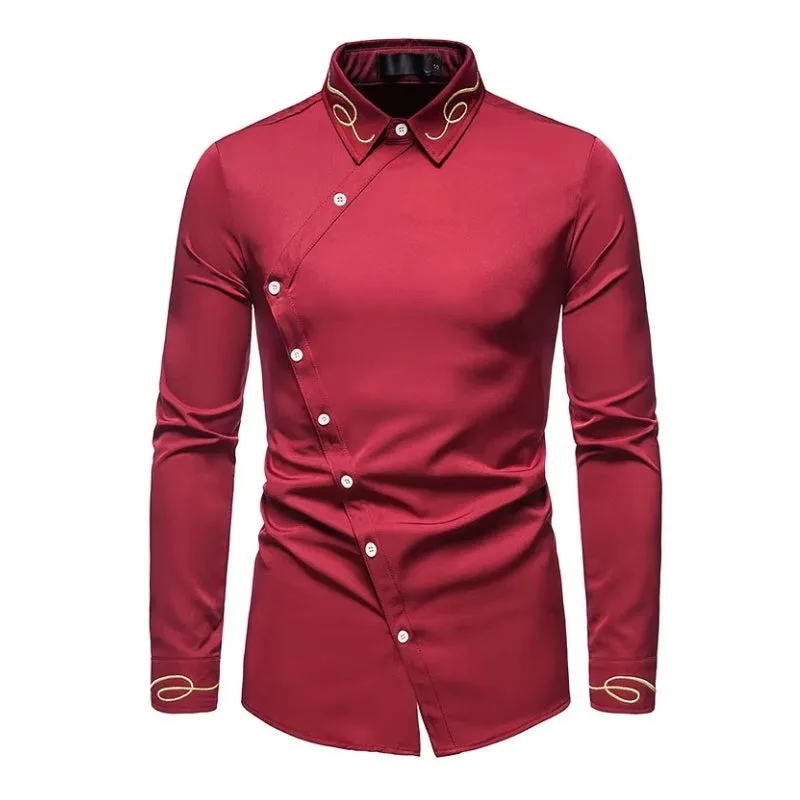 Steampunk homme Chemise à Boutonnage Asymétrique
